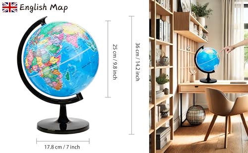 Exerz 10 World Globe Political Map Educational Self Assembled School Globe - Image 5