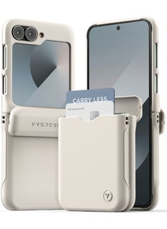 VRS Design Terra Guard Modern Go Samsung Galaxy Z Flip 6 Case Cover Wallet with [Hinge Protection] and [2 Card Holder] Slot - Cream  - Image 1