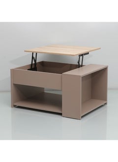DANUBE HOME Spence Lifttop Coffee Table With Storage Multifunctional Living Room Table Space Saving Center Table Modern Design Furniture For Home L 80x60x42 cm Oak Grey  - Image 2