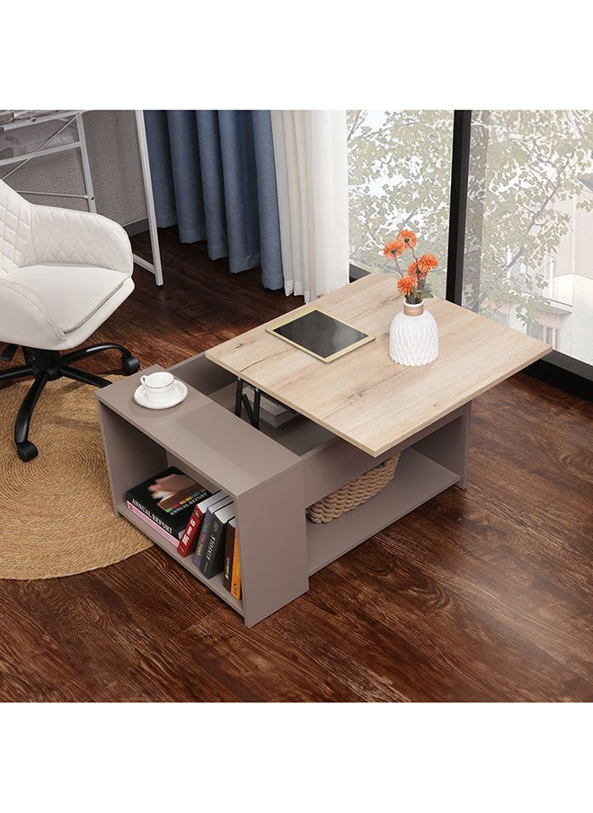 DANUBE HOME - Spence Lifttop Coffee Table With Storage Multifunctional Living Room Table Space Saving Center Table Modern Design Furniture For Home L 80x60x42 cm Oak Grey - Image 1