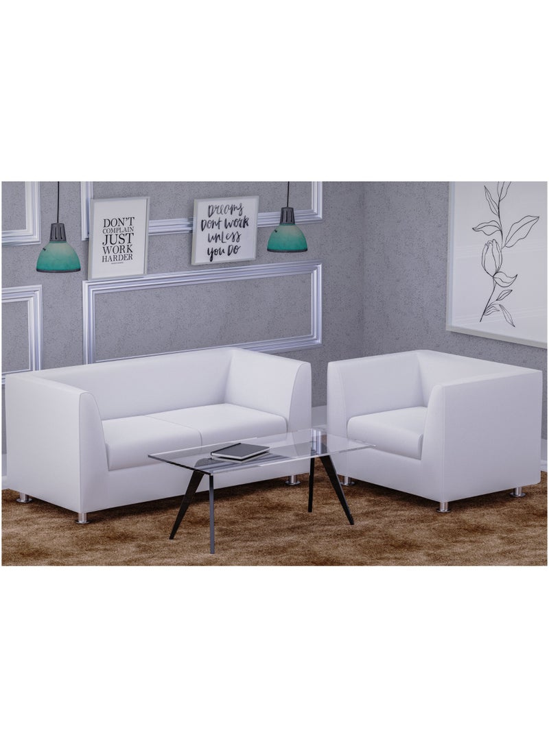 Mahmayi 679 Double Seater PU Sofa - White - Image 2