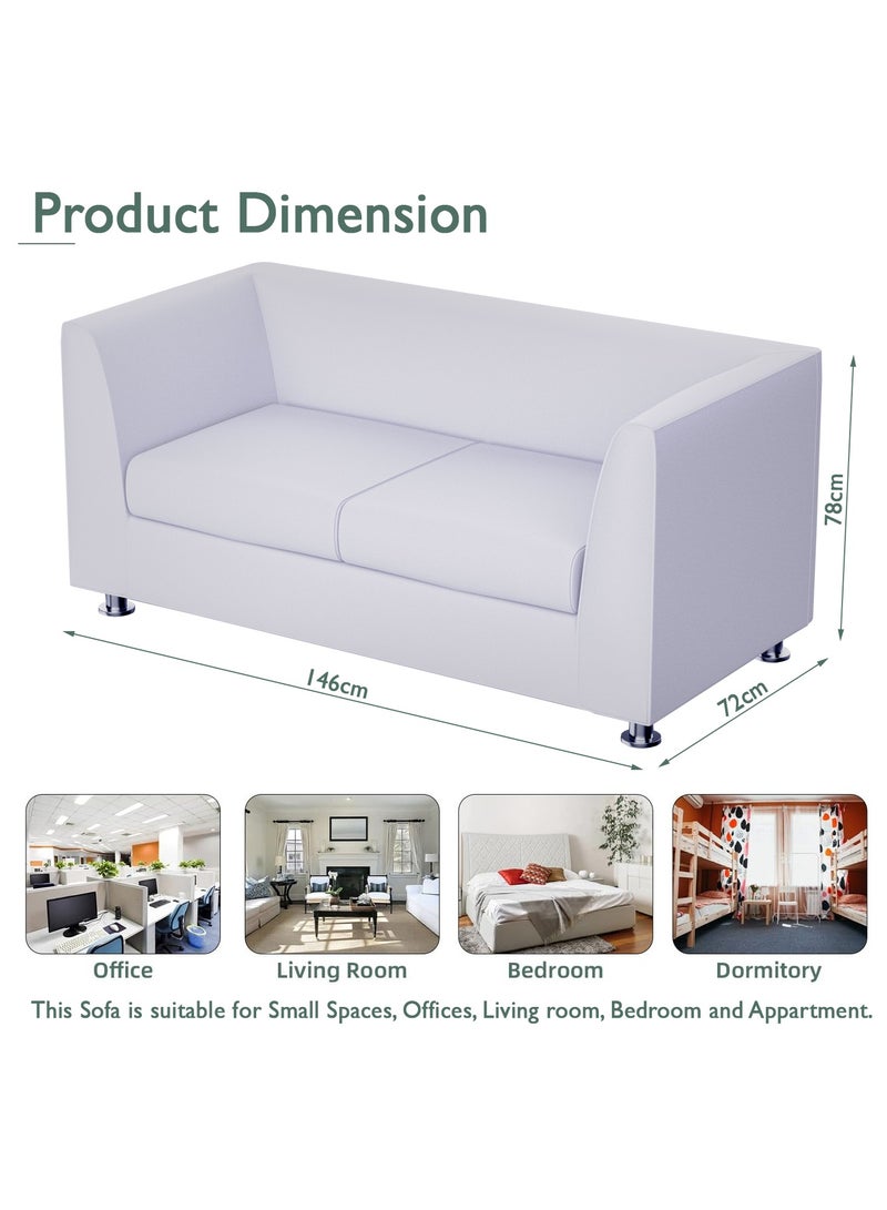 Mahmayi 679 Double Seater PU Sofa - White - Image 3