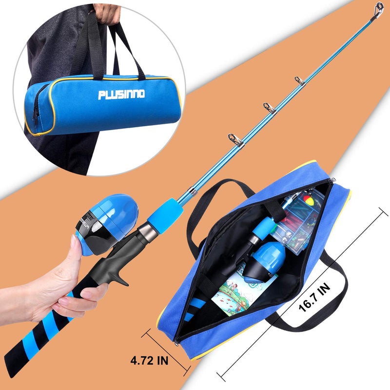 PLUSINNO Kids Fishing Pole, Portable Telescopic Fishing Rod and Reel Combo Kit - with Spincast Fishing Reel Tackle Box for Boys, Girls, Youth (Blue, 1.2M 3.94Ft) - Image 3