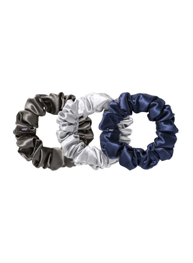 Slip Silk Large Scrunchies Midnight Collection (Charcoal, Navy, Silver) - 100% Pure 22 Momme Mulberry Silk Scrunchies for Women - Hair-Friendly + Luxurious Elastic Scrunchies Set (3 Scrunchies) - Image 2