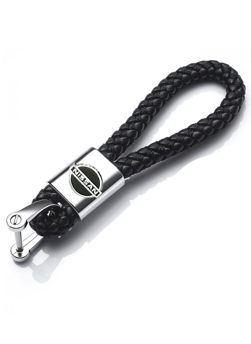 Nissan Black Braided Keyring With Secure Locking Car Keychain PU Leather Key Chain  - Image 2