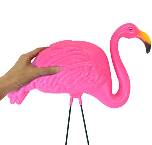 GiftExpress Pink Flamingos Yard Decorations - 4 Pack Extra Large 24" Tall Plastic Flamingo Statue w/Metal Stakes - Lawn Ornaments & Garden Decor for Outdoor Parties - Image 3
