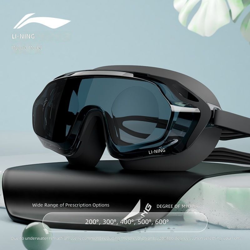 Lining Professional Swim Goggles with HD Waterproof and Anti-Fog Design, Large Frame for Adults and Myopic Swimmers, Includes Men's and Women's Swimming Caps - Image 2