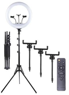 شوبي 18 Inch Ring Light Tripod Mount Live Broadcast Dual Phone Bracket RL-18 White 