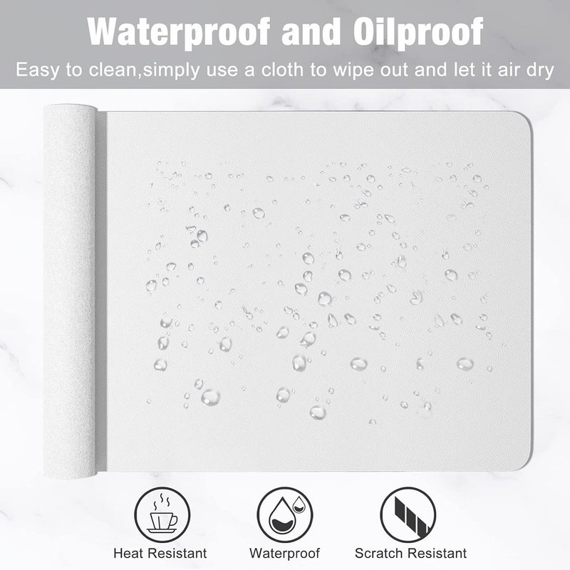 Hsurbtra Desk Pad, 30" x 14" PU Leather Desk Mat, XL Extended Mouse Pad, Waterproof Desk Blotter Protector, Ultra Thin Large Laptop Keyboard Mat, Non-Slip Desk Writing Pad for Office Home, White - Image 5
