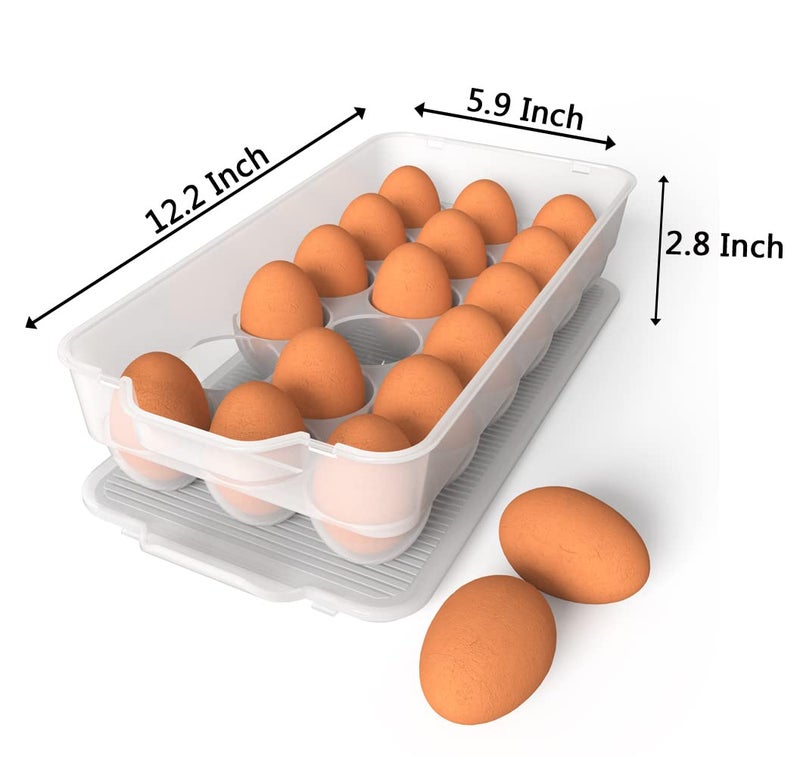 WYT Clear Covered Egg Holder 3Pack Plastic Egg Storage for Refrigerator Egg Tray Container with Lid Fits 18 Eggs - Image 2