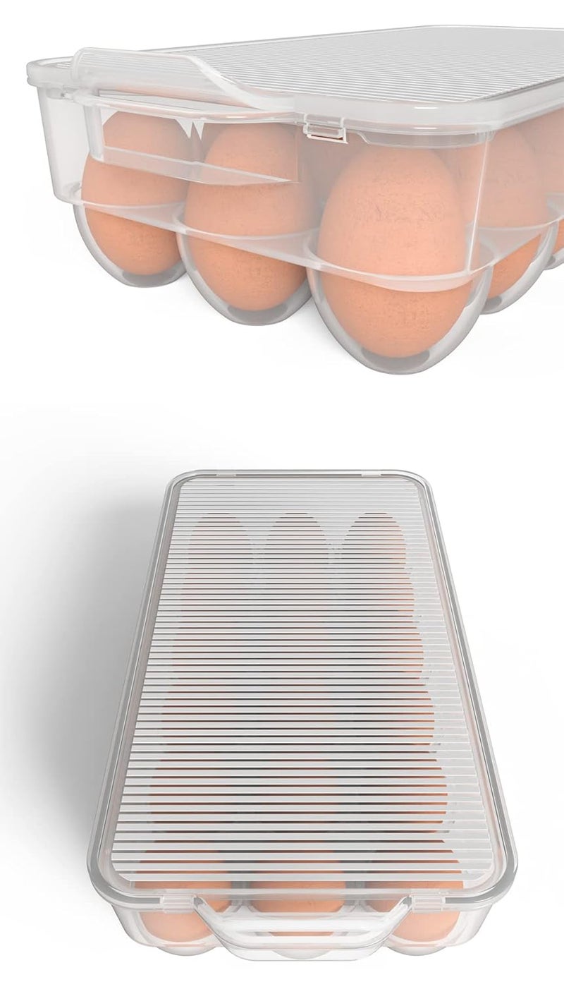 WYT Clear Covered Egg Holder 3Pack Plastic Egg Storage for Refrigerator Egg Tray Container with Lid Fits 18 Eggs - Image 4