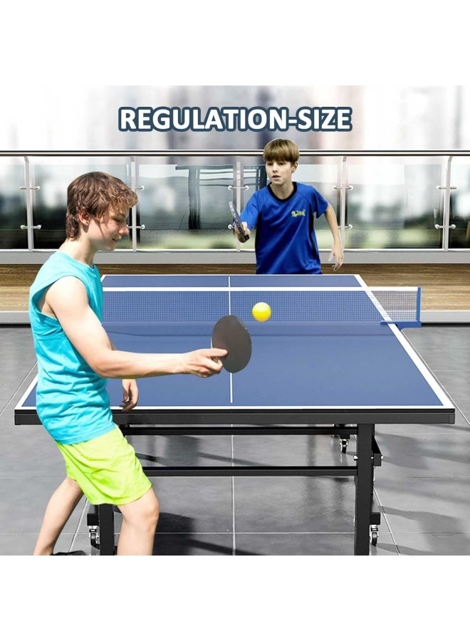 سانتين رايلي طاولات التنس المهنية القابلة للطي، طاولة التنس مع المشبك السريع بينغ بونغ نت و Post Set -10 دقائق التجميع السهل، طاولة الطي الفردي بينغ بونغ لجميع الأعمار، من أجل المرح الودي للأسرة - Image 5