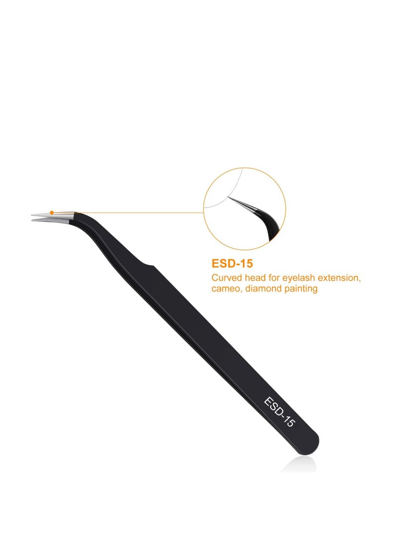 kaverme 3 pcs precision tweezers set upgraded anti-static stainless steel of tweezers for electronics soldering laboratory work jewelry making model craft  - Image 5