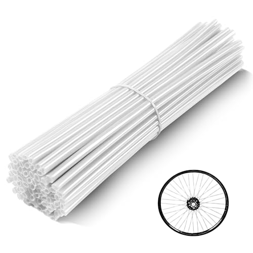 HHLUPUP JZY Universal Bicycle Bike Spoke Covers - 72Pcs Motorcycle Wheelchair Wheel Spoke Wraps, Dirt Bike Spoke Skin, Pipe Trim for 8"-21" Spoke Rims Spoke Covers Decoration Protector BMX MTB (White) - Image 1