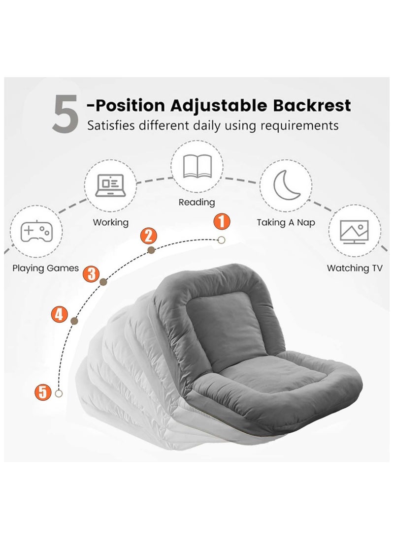 Jorunb - Floor Chairs, Soft Floor Gaming Chair, 5 Adjustable Position, Thick Sponge Padding, Large Floor Seating Lounge for Reading, Watching TV, Meditation (Grey) - Image 1