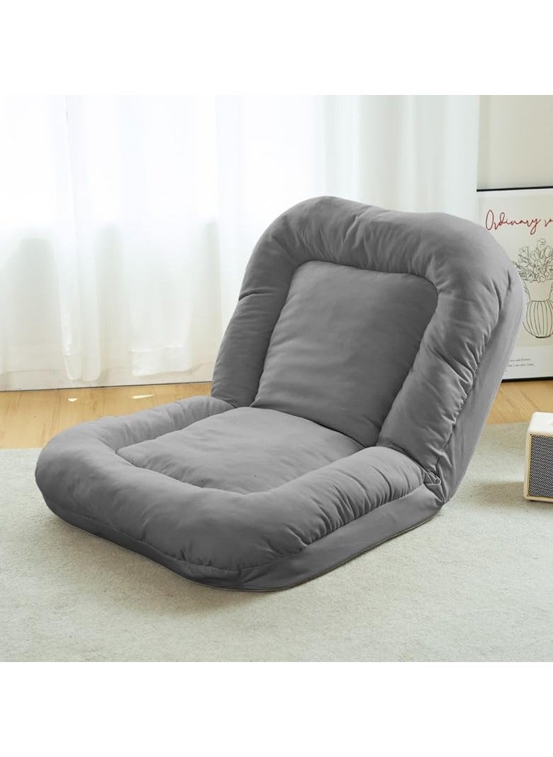 Jorunb - Floor Chairs, Soft Floor Gaming Chair, 5 Adjustable Position, Thick Sponge Padding, Large Floor Seating Lounge for Reading, Watching TV, Meditation (Grey) - Image 1