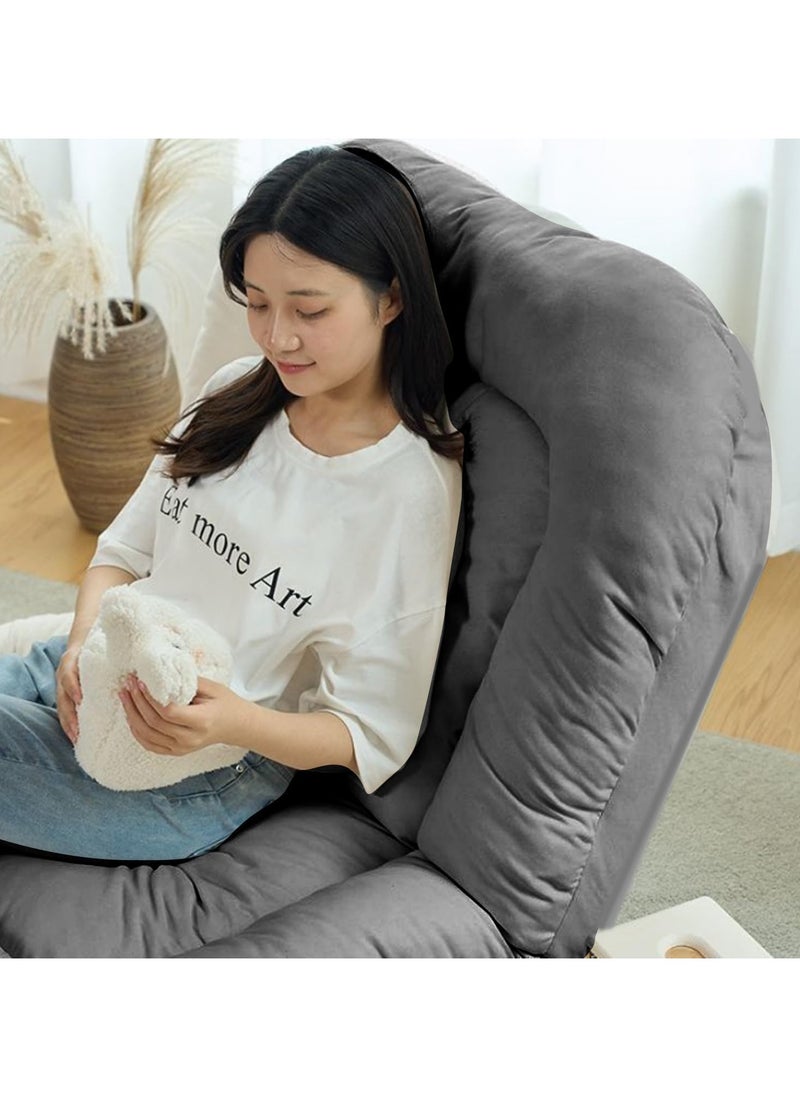 Jorunb - Floor Chairs, Soft Floor Gaming Chair, 5 Adjustable Position, Thick Sponge Padding, Large Floor Seating Lounge for Reading, Watching TV, Meditation (Grey) - Image 1