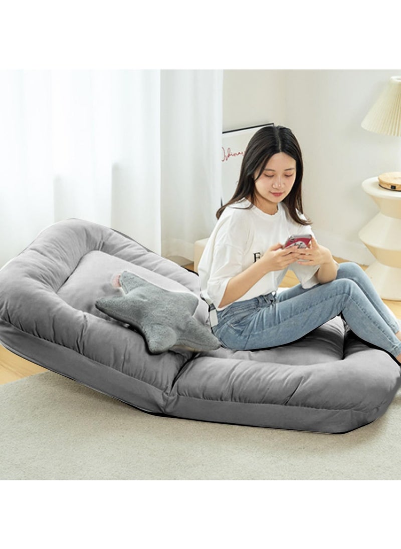 Jorunb - Floor Chairs, Soft Floor Gaming Chair, 5 Adjustable Position, Thick Sponge Padding, Large Floor Seating Lounge for Reading, Watching TV, Meditation (Grey) - Image 1