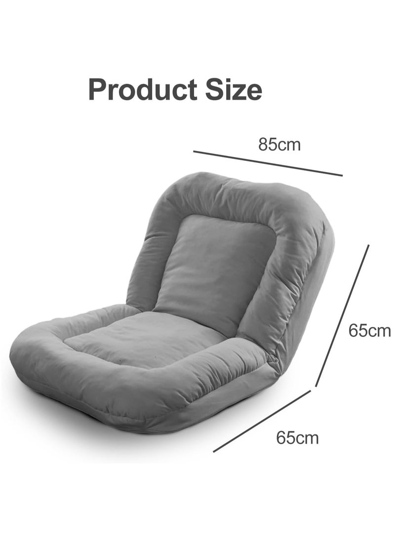 Jorunb - Floor Chairs, Soft Floor Gaming Chair, 5 Adjustable Position, Thick Sponge Padding, Large Floor Seating Lounge for Reading, Watching TV, Meditation (Grey) - Image 1