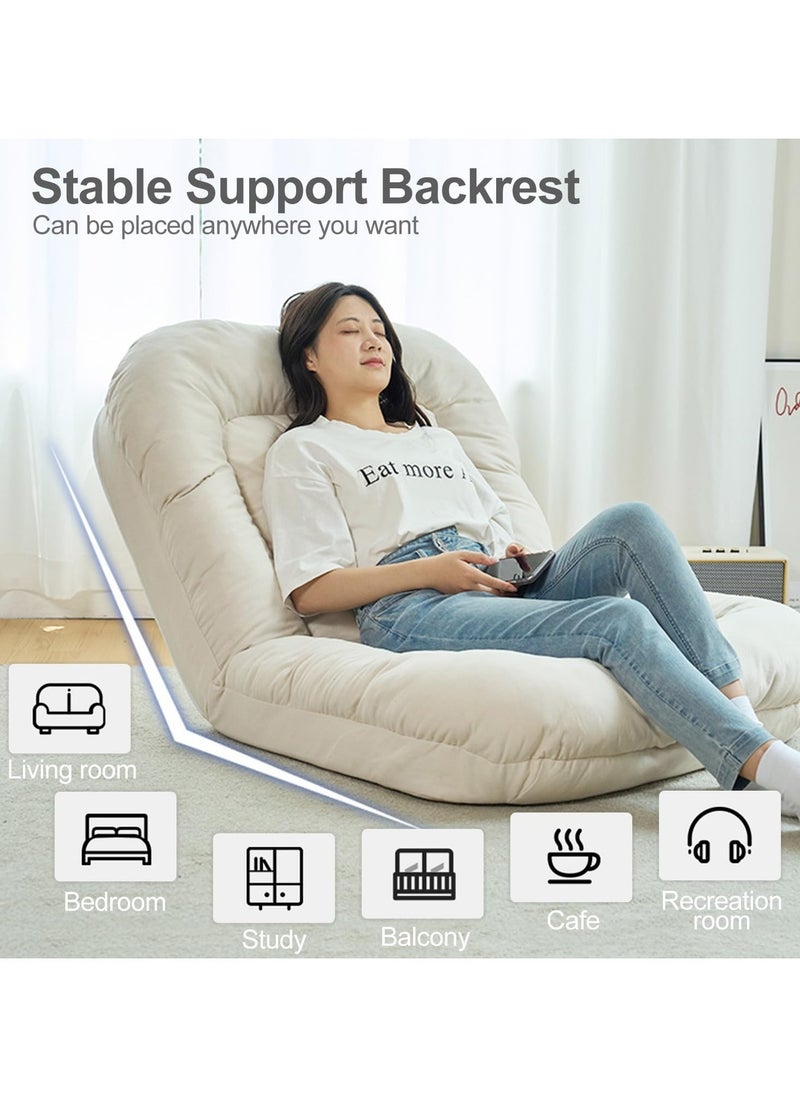 Jorunb - Floor Chairs, Soft Floor Gaming Chair, 5 Adjustable Position, Thick Sponge Padding, Large Floor Seating Lounge for Reading, Watching TV, Meditation (Grey) - Image 1