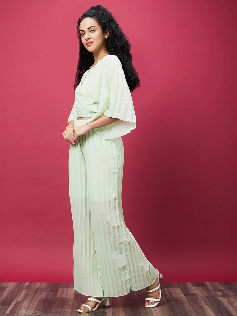 globus Women Solid V-Neck Co-Ord Set