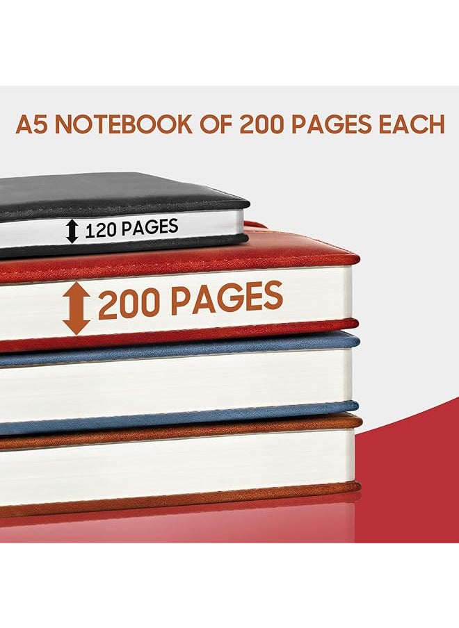 erorex A5 Vegan Leather Hard Paste With Divider Hardcover Notebook With Pocket Ruled Notepad School Supplies Office With Pen Office Business Travel For Men Women Brown  - Image 4