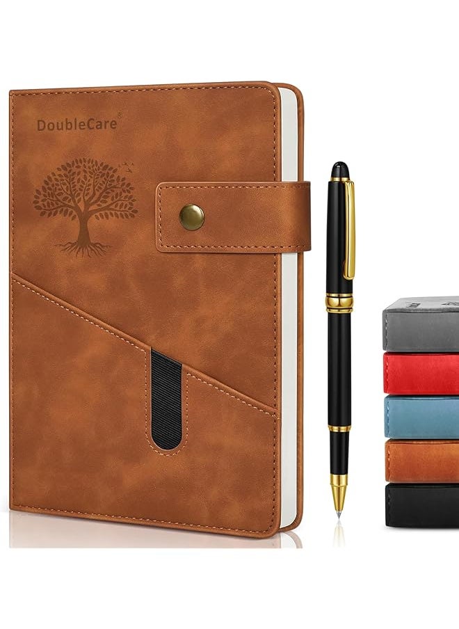 erorex A5 Vegan Leather Hard Paste With Divider Hardcover Notebook With Pocket Ruled Notepad School Supplies Office With Pen Office Business Travel For Men Women Brown  - Image 1