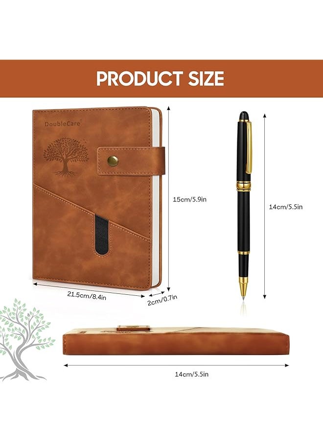 erorex A5 Vegan Leather Hard Paste With Divider Hardcover Notebook With Pocket Ruled Notepad School Supplies Office With Pen Office Business Travel For Men Women Brown  - Image 2