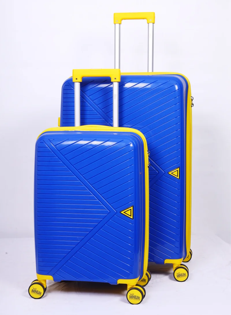 MNUK VIATOR PREMIE Set of 2 Luggage| Polypropylene (PP) Hardside Luggage Trolley| Double 360° 4 Wheeler, Expandable & Anti-theft Zipper| Cabin-20 Inch, Large-28 Inch, Blue
