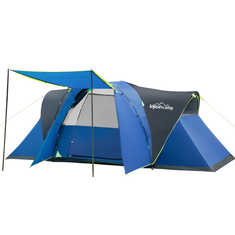LOYEAHCAMP 8 Person Larger Extended Dome Camping Tent with 3 Rooms, Waterproof Semi-Freestanding Family Outdoor Tent with Porch and Spacious Interior - Image 1