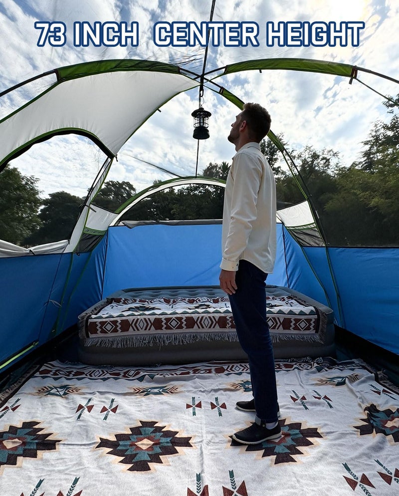 LOYEAHCAMP 8 Person Larger Extended Dome Camping Tent with 3 Rooms, Waterproof Semi-Freestanding Family Outdoor Tent with Porch and Spacious Interior - Image 5