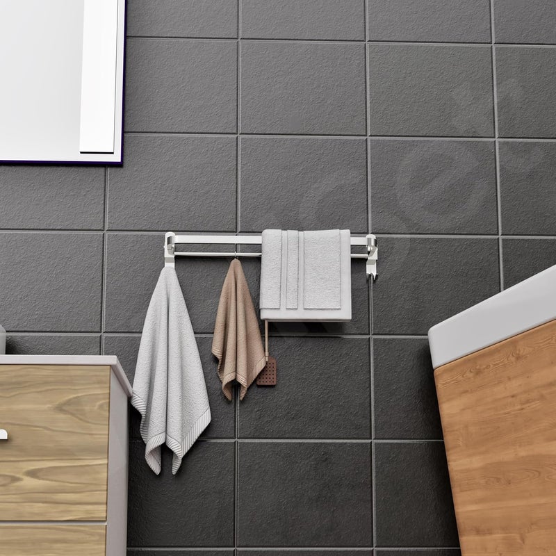 Well Set حامل مناشف من الفولاذ المقاوم للصدأ للحمام / رف مناشف مزدوج قابل للطي / حامل مناشف / ملحقات الحمام (24 بوصة) كروم - Image 2