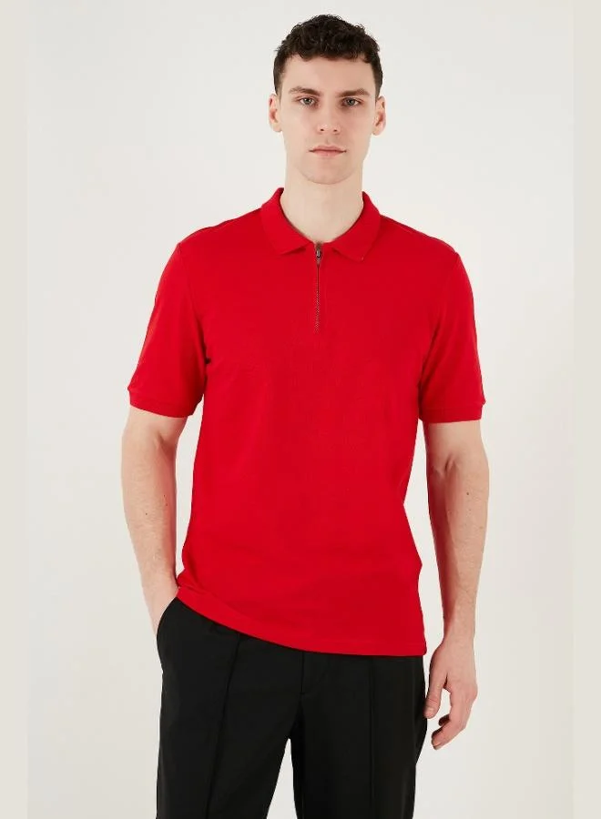 Buratti Buratti Cotton Regular Fit Half Zipper Polo Collar T Shirt Men's Polo Collar T-Shirt 5903008