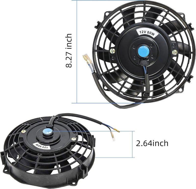 GESEXI 7 Inch Slim Fan Push Pull Electric Radiator Cooling Fan Universal High Performance 12V 80W Motor with Fan Mounting Kit (Black) - Image 4
