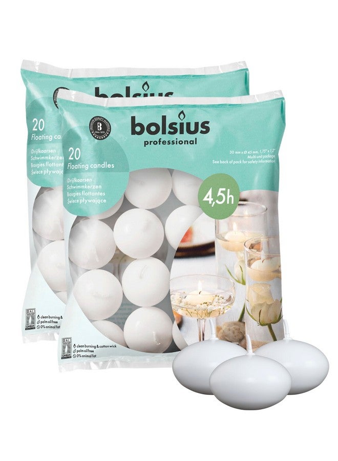 بولسوس شموع بولسيوس العائمة عديمة الرائحة، مقاس 1.75 بوصة - مجموعة من 40 شمعة بيضاء عائمة - شموع مشتعلة أنيقة وجذابة - شموع بلهب ناعم ولطيف - إكسسوارات حفلات - Image 1