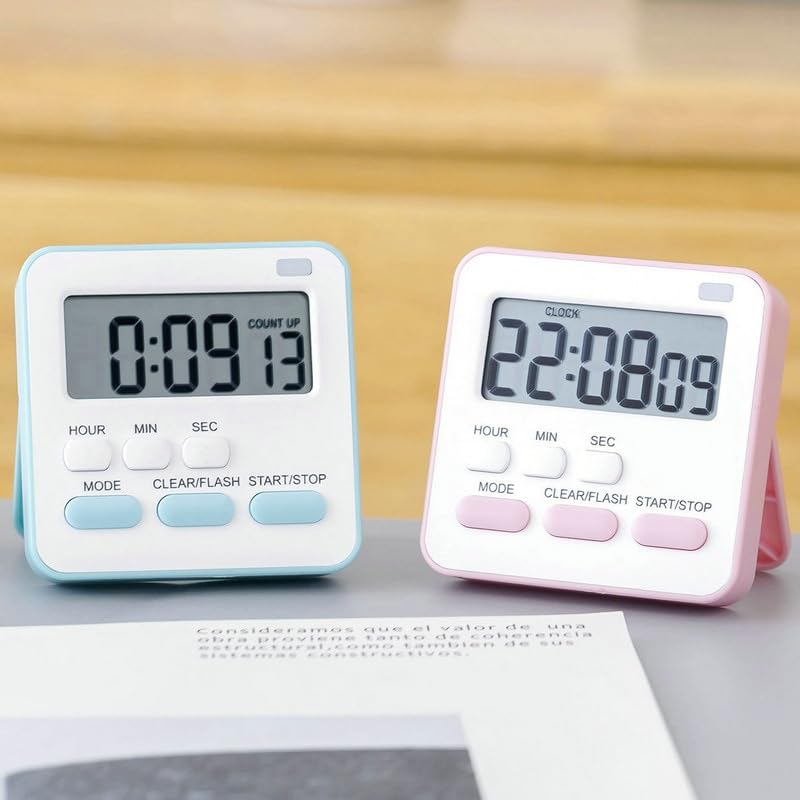 DANSR Kitchen Timer Digital Timers Magnetic Countdown Timer,Digital Timer for Cooking, Egg Timer, Magnetic Desk, Classroom, with LCD Display and Retractable Stand (Black) - Image 2
