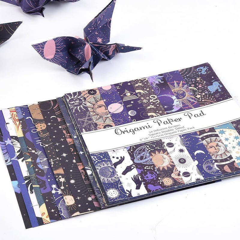 Qianshan Origami Paper Kit 50 Sheets 70GSM 6 Inch Square Double Sided Color 50 Vivid Japanese Washi Chiyo Colors for Hand Crafts Origami Paper Arts Creativity.Constellation - Image 4