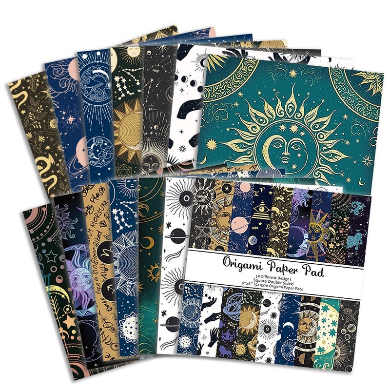 Qianshan Origami Paper Kit 50 Sheets 70GSM 6 Inch Square Double Sided Color 50 Vivid Japanese Washi Chiyo Colors for Hand Crafts Origami Paper Arts Creativity.Constellation - Image 3