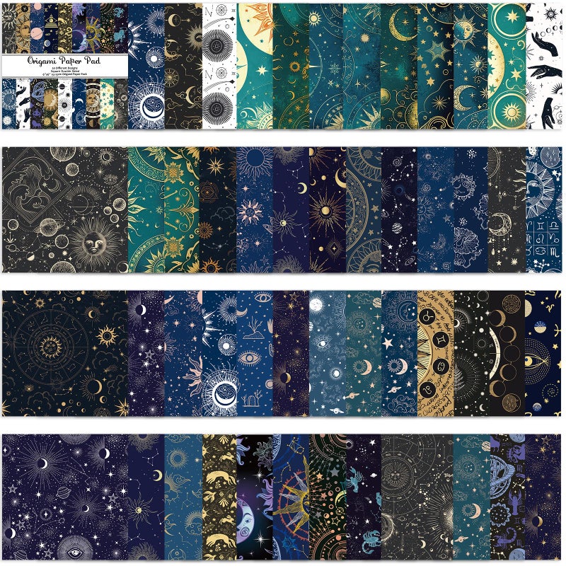 Qianshan Origami Paper Kit 50 Sheets 70GSM 6 Inch Square Double Sided Color 50 Vivid Japanese Washi Chiyo Colors for Hand Crafts Origami Paper Arts Creativity.Constellation - Image 1