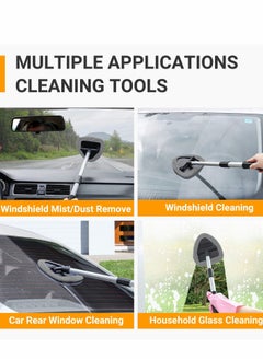 Excefore Car Windshield Cleaning Brush, Microfiber Window Cleaner with 4 Reusable and Washable Pads Extendable Handle Auto Inside Glass Wiper Kit, Gray  - Image 5
