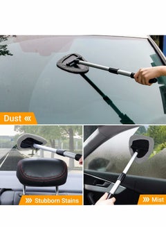 Excefore Car Windshield Cleaning Brush, Microfiber Window Cleaner with 4 Reusable and Washable Pads Extendable Handle Auto Inside Glass Wiper Kit, Gray  - Image 3