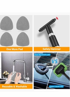 Excefore Car Windshield Cleaning Brush, Microfiber Window Cleaner with 4 Reusable and Washable Pads Extendable Handle Auto Inside Glass Wiper Kit, Gray  - Image 4