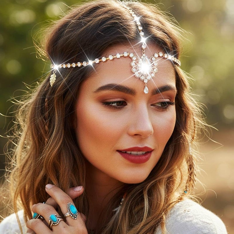 Catery Head Chain Jewelry Gold Cleopatra Headpiece Egyptian Head Piece Showgirl Accessories for Women - Image 5