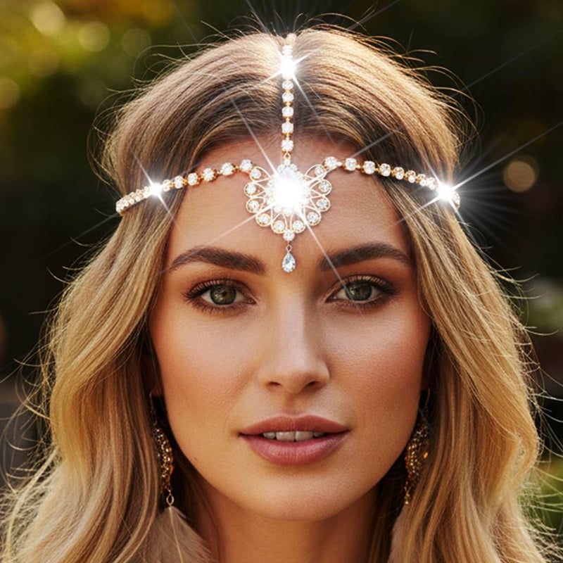 Catery Head Chain Jewelry Gold Cleopatra Headpiece Egyptian Head Piece Showgirl Accessories for Women - Image 3