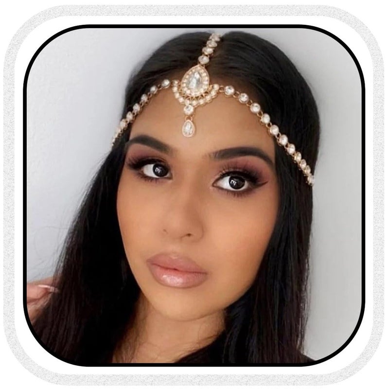 Catery Head Chain Jewelry Gold Cleopatra Headpiece Egyptian Head Piece Showgirl Accessories for Women - Image 1
