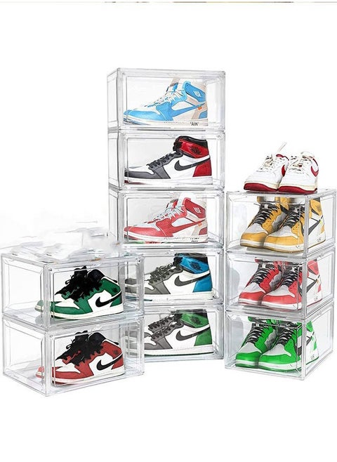 Shoe Storage Box,Shoe Organizer for Closet,Stackable Shoe Boxes Clear Shoe Organizer Storage Bin Space Saving Sneaker Storage Container Boxes Shoe Display Case with Clear Lids(10 Pack)