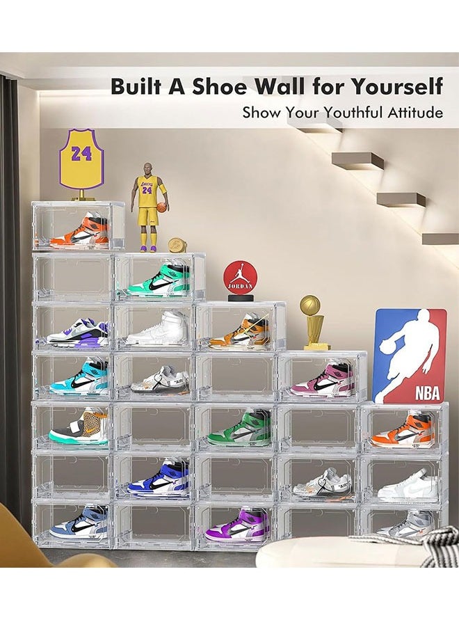 Shoe Storage Box,Shoe Organizer for Closet,Stackable Shoe Boxes Clear Shoe Organizer Storage Bin Space Saving Sneaker Storage Container Boxes Shoe Display Case with Clear Lids(10 Pack)