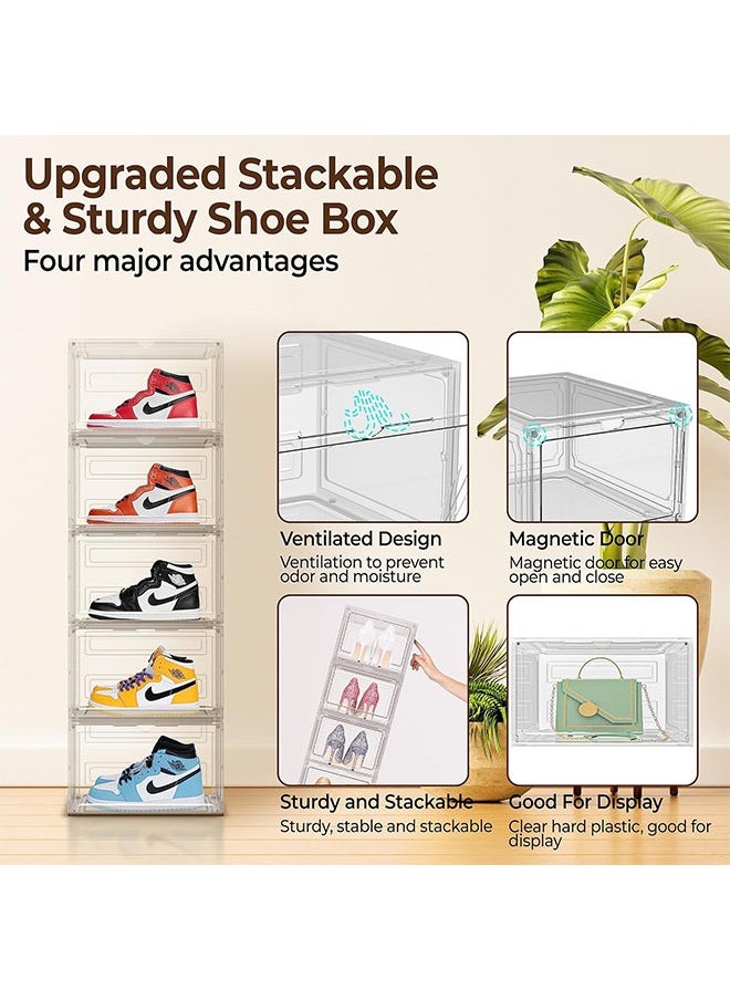 Shoe Storage Box,Shoe Organizer for Closet,Stackable Shoe Boxes Clear Shoe Organizer Storage Bin Space Saving Sneaker Storage Container Boxes Shoe Display Case with Clear Lids(10 Pack)