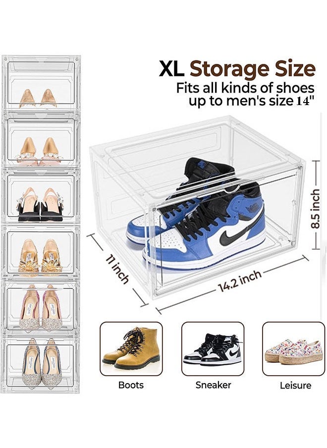 Shoe Storage Box,Shoe Organizer for Closet,Stackable Shoe Boxes Clear Shoe Organizer Storage Bin Space Saving Sneaker Storage Container Boxes Shoe Display Case with Clear Lids(10 Pack)