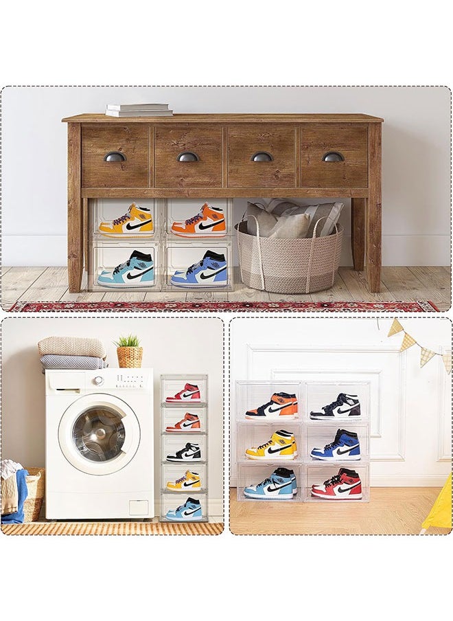 Shoe Storage Box,Shoe Organizer for Closet,Stackable Shoe Boxes Clear Shoe Organizer Storage Bin Space Saving Sneaker Storage Container Boxes Shoe Display Case with Clear Lids(10 Pack)